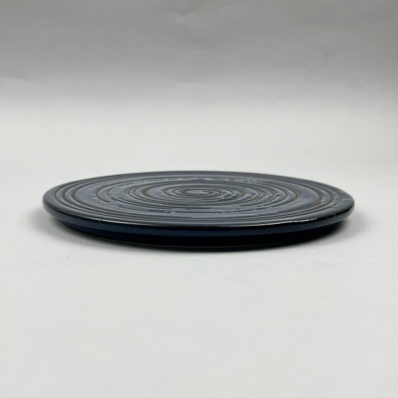 Gunjo Japanese style Navy stripes swirl flat round plate omakase appetizer Chefs store restaurant supply Bowery discount sale catering