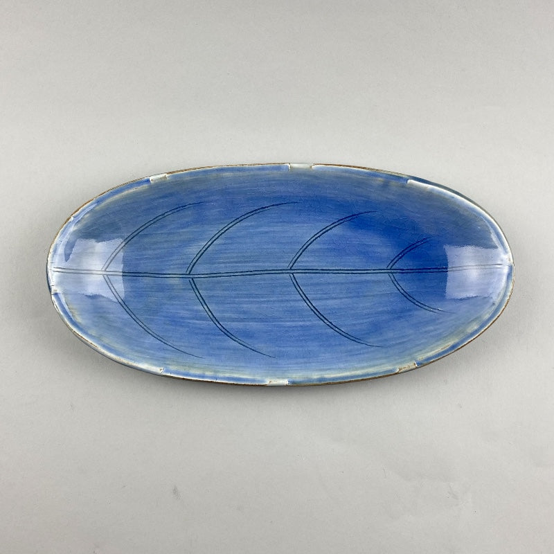Happa Blue oval leaf shape Japanese sushi plate Restaurant Catering Supply Bowery Discount Sale OSARA New York