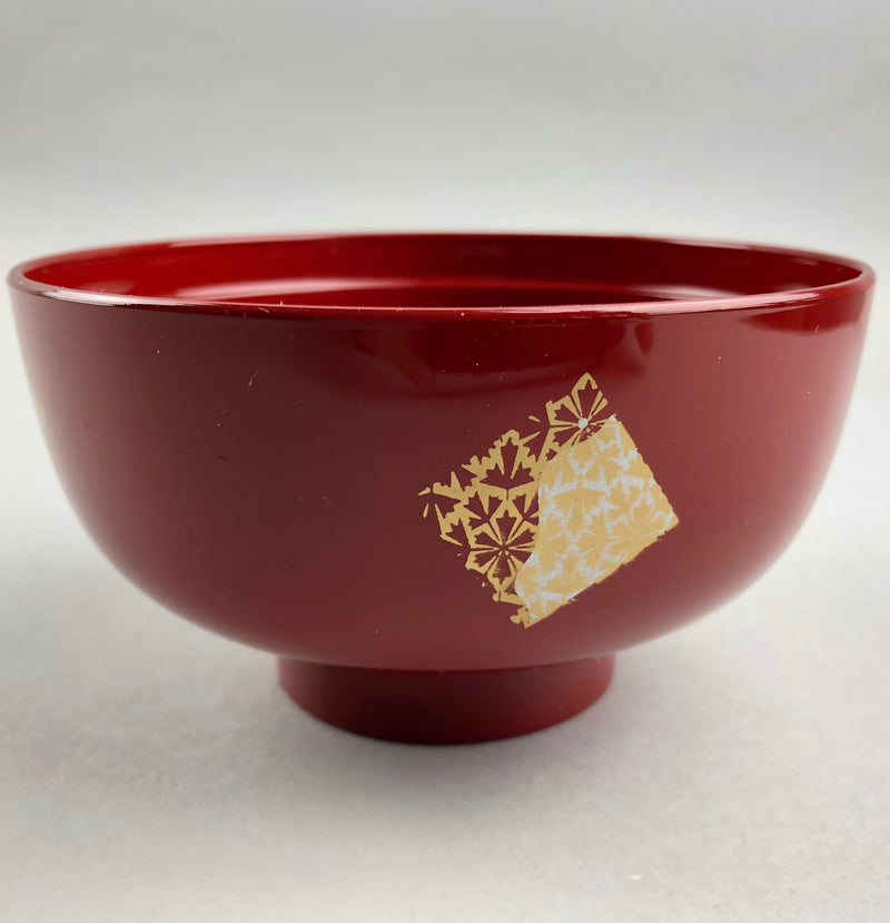 Origami Red Owan(miso soup bowl) with lid, 4 5/8 dia., 10 oz