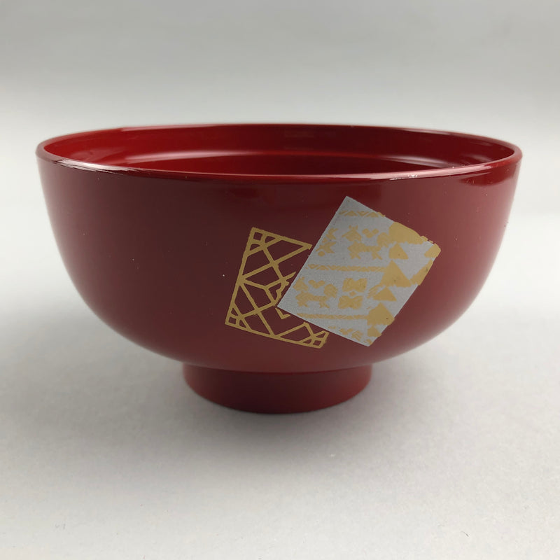 Origami Red Owan(miso soup bowl) with lid, 4 5/8 dia., 10 oz