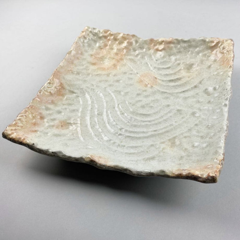 Extra Large Salmon Pink Textured Japanese Square Plate Restaurant Supply Discount Sale Bowery OSARA New York