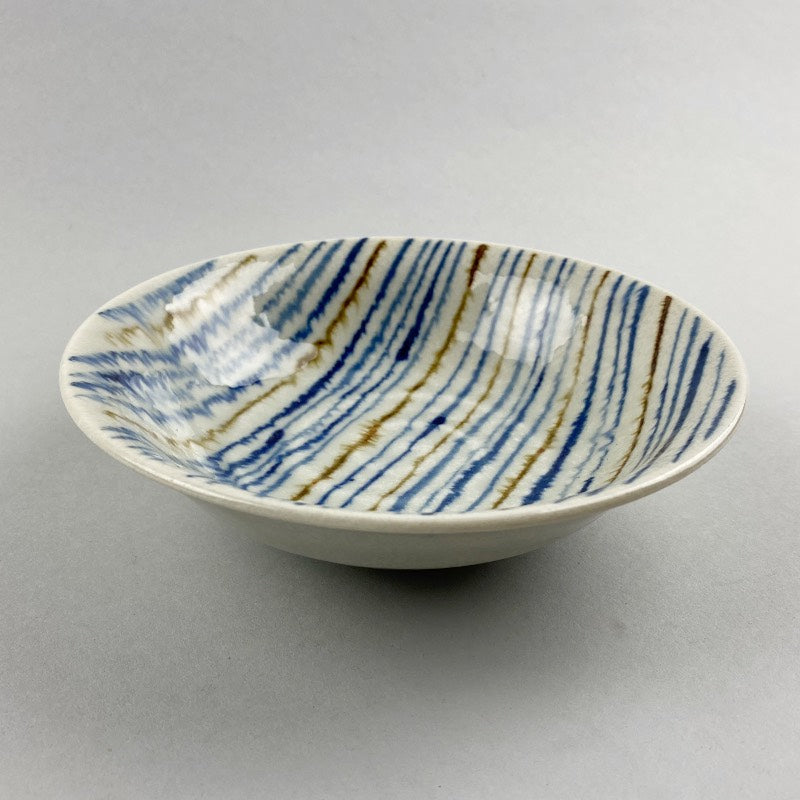 Njimijima Japanese blue olive striped shallow bowl restaurant Catering Supply Bowery Discount Sale OSARA New York