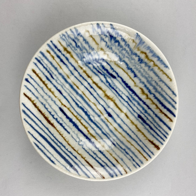 Njimijima Japanese blue olive striped shallow bowl restaurant Catering Supply Bowery Discount Sale OSARA New York