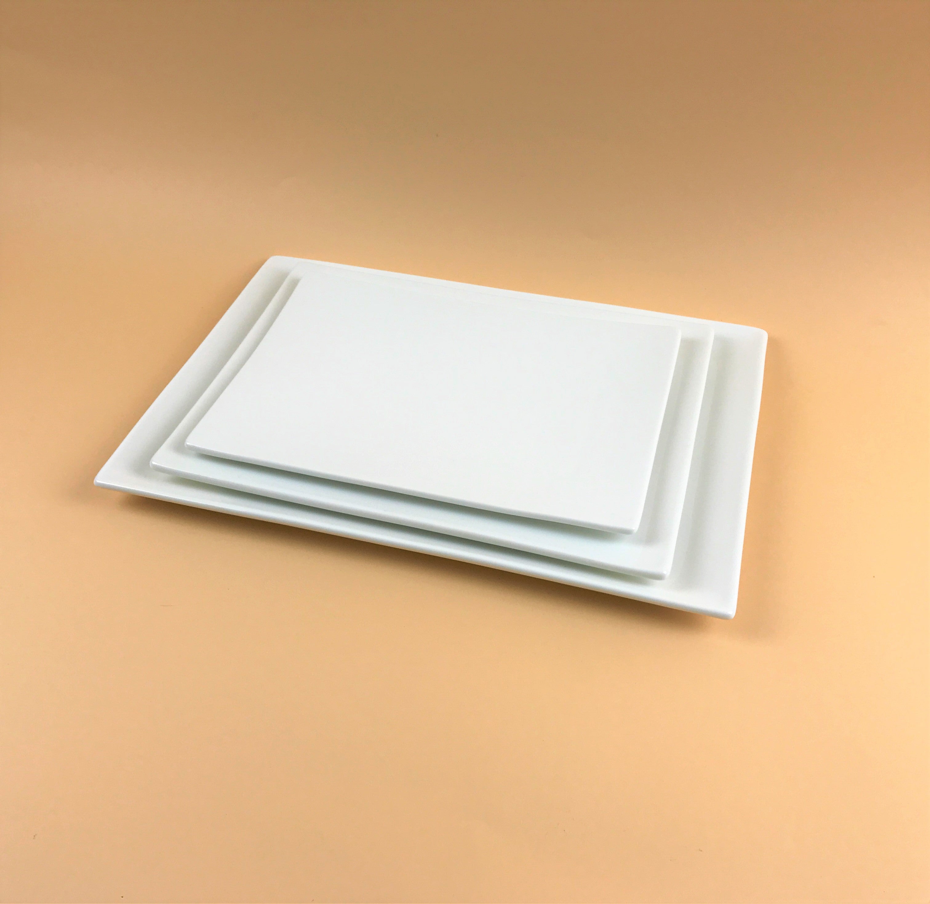 Grove Rectangle Plates in 4 sizes, 10", 11 1/2", 13 3/4", and 15 3/4"