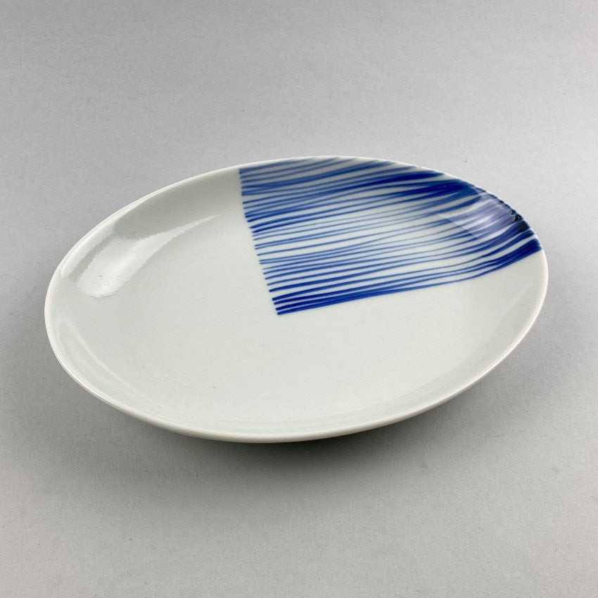 Shimashima quarterly blue striped Japanese oval plate Restaurant Catering Supply Bowery Discount Sale OSARA New York