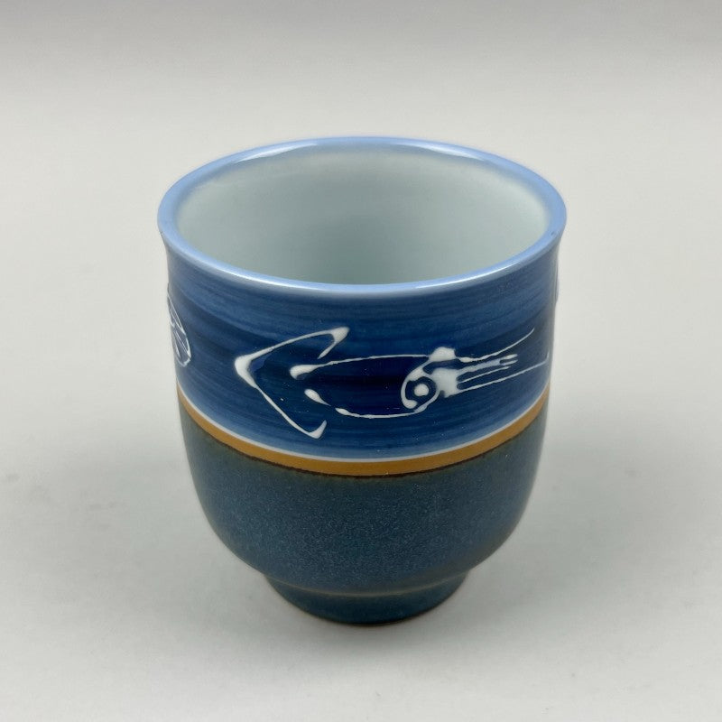 Squid Shrimp Sushi Yunomi teacup blue brown Japanese chefs store restaurant supply Bowery Discount Sale OSARA New York