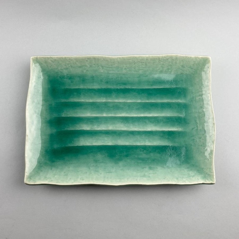 Green Turquoise color extra large rectangle Japanese plate Restaurant Supply Bowery Discount Sale OSARA New York