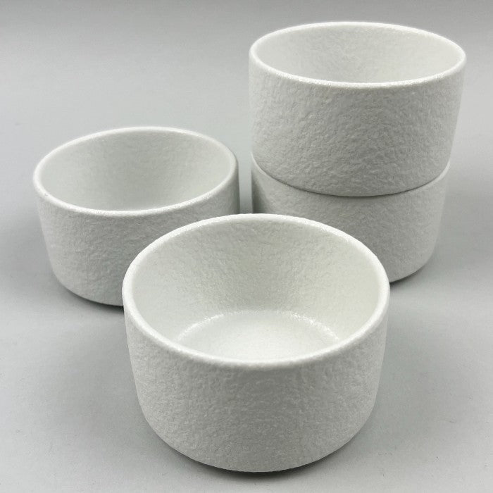 Zen textured matte white stackable cylindrical small bowls appetizer soup dessert chefs store restaurant supply Bowery discount sale New York 