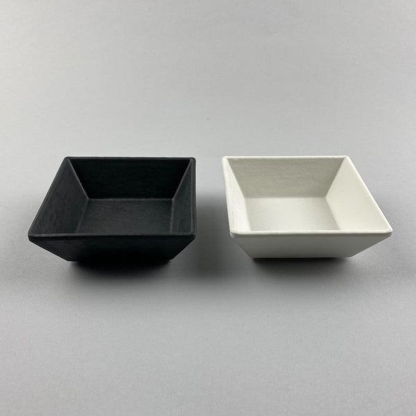 Mashikaku Melamine Small Square Bowls, 4" wide, 6 oz and Two Colors(Matte White and Matte Black)